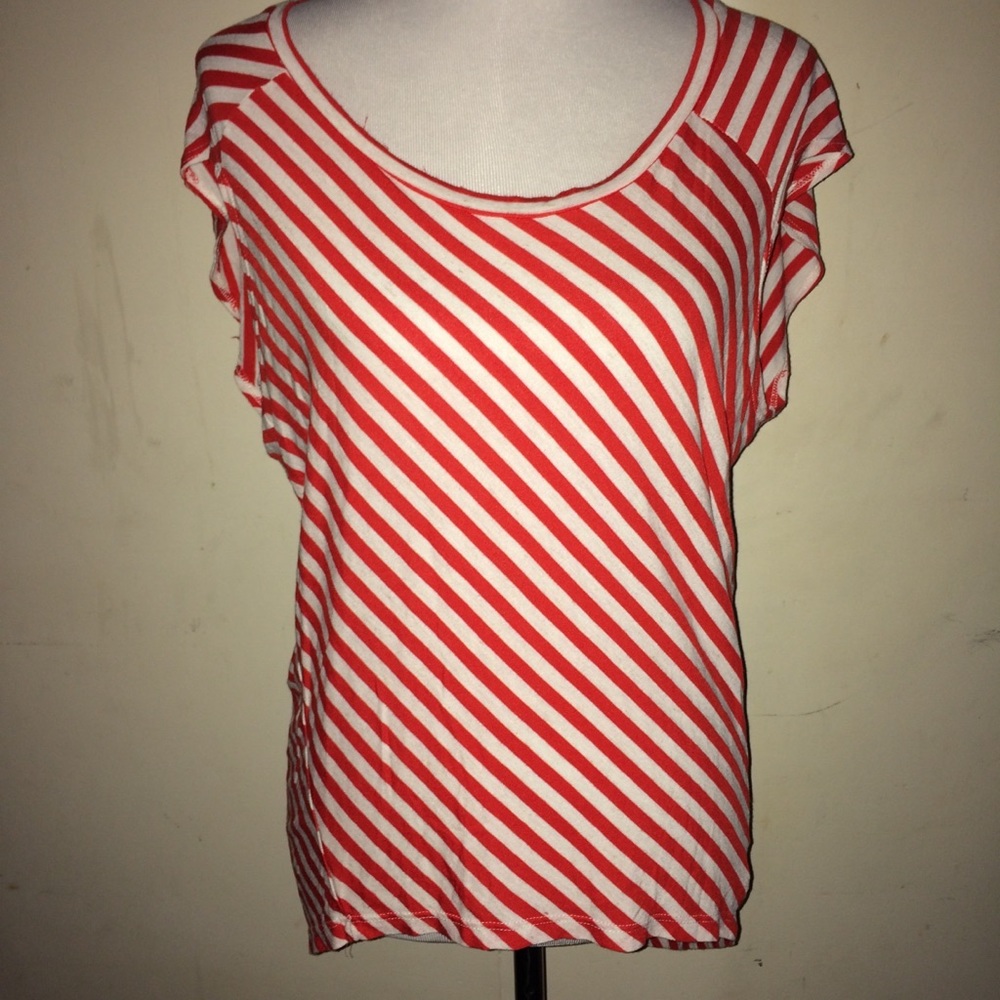 H.I.P. Red & White L Sleeveless Blouse